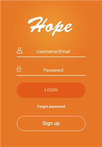 Hope app login page